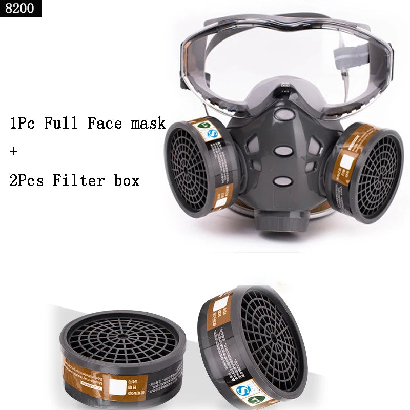 Gas Mask Respirator Set With Dual Charcoal Filters Anti Fog Glasses Masks Spray Painting Chemical Industry Pesticide Protective