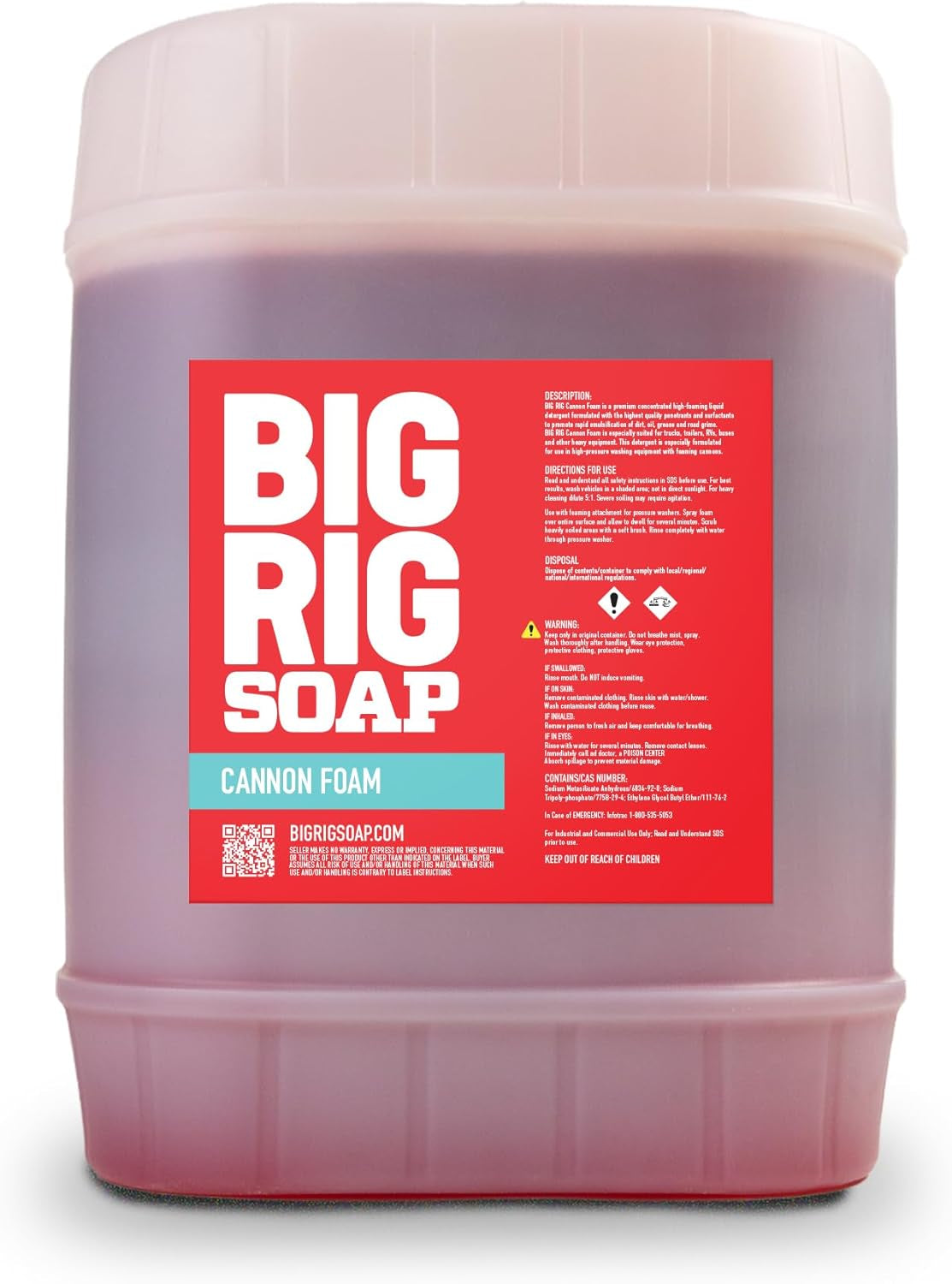 Cannon Foam 5 Gal Detergent Wash for Trucks, Trailers, Rvs, Buses, Heavy Equipment (5 Gal / 640 Fl Oz)