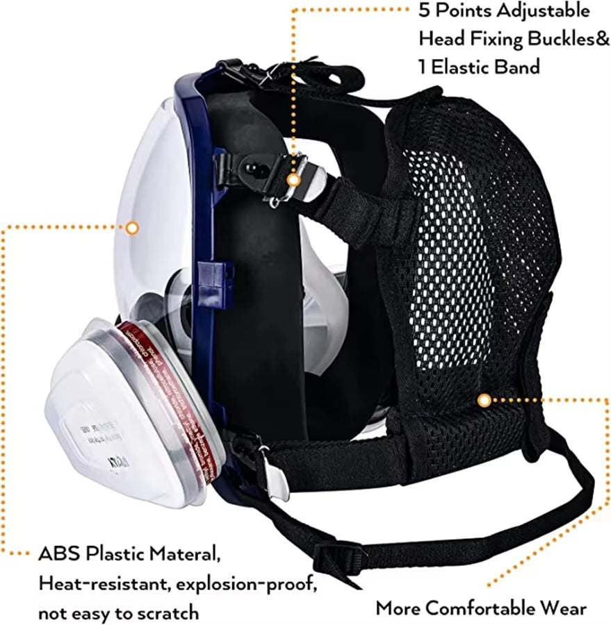 6800 Full Face Respirator Chemical Gas Mask with Anti-Fog Filter for Industrial Use, Acid Gas, Welding, Spray Painting, and Insecticide Protection