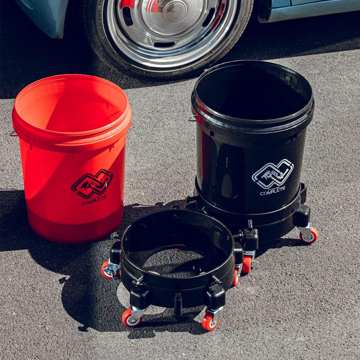 Professional 11.5-Inch Rolling Dolly for 5-Gallon Buckets with Removable Design and 360-Degree Swivel Casters - Perfect for Car Wash and Detailing Applications, Black