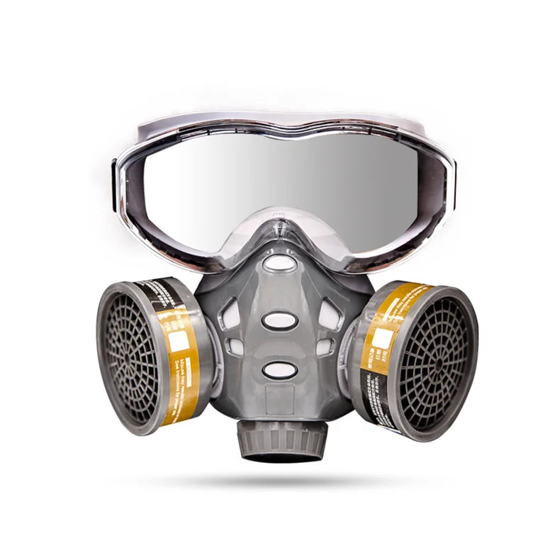 Gas Mask With Filters Full Face Protective Mask For Spray Painting Chemical Pesticide Industrial Respirator Anti-Fog Glass
