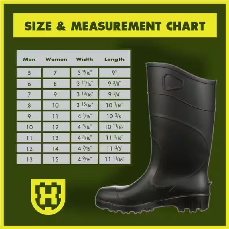 Men'S 15 In. All-Purpose PVC Rubber Boot- Black Size 10