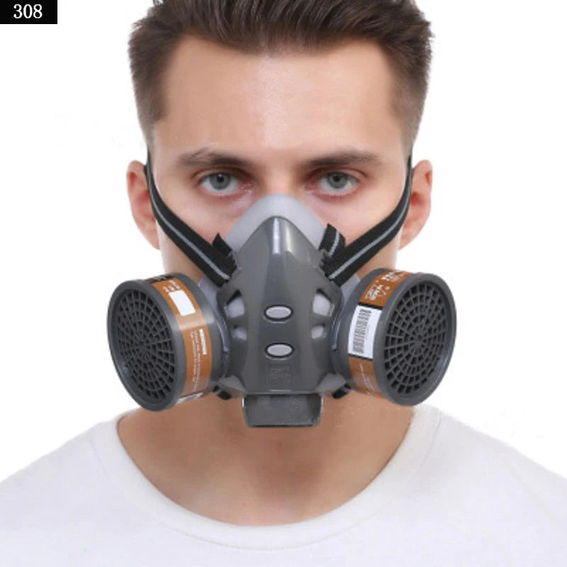 Gas Mask Respirator Set With Dual Charcoal Filters Anti Fog Glasses Masks Spray Painting Chemical Industry Pesticide Protective