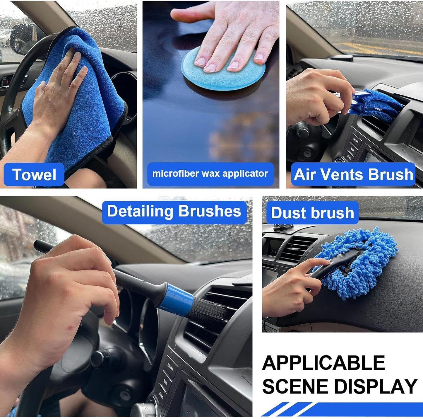 Comprehensive 21-Piece Car Wash Kit with Extended Handle Brush, Detailing Brushes, Filtered Wash Bucket, and Windshield Squeegee for Automotive and Marine Use