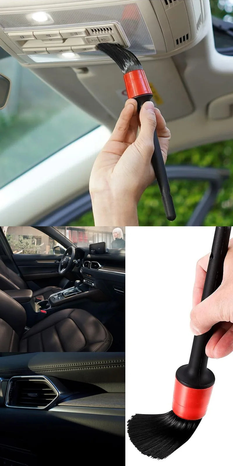 6Pcs Car Wash Care Detailing Brush Set,for cleaning wheels, dashboards, vents and more,Car Cleaning Brushes, Car Accessories