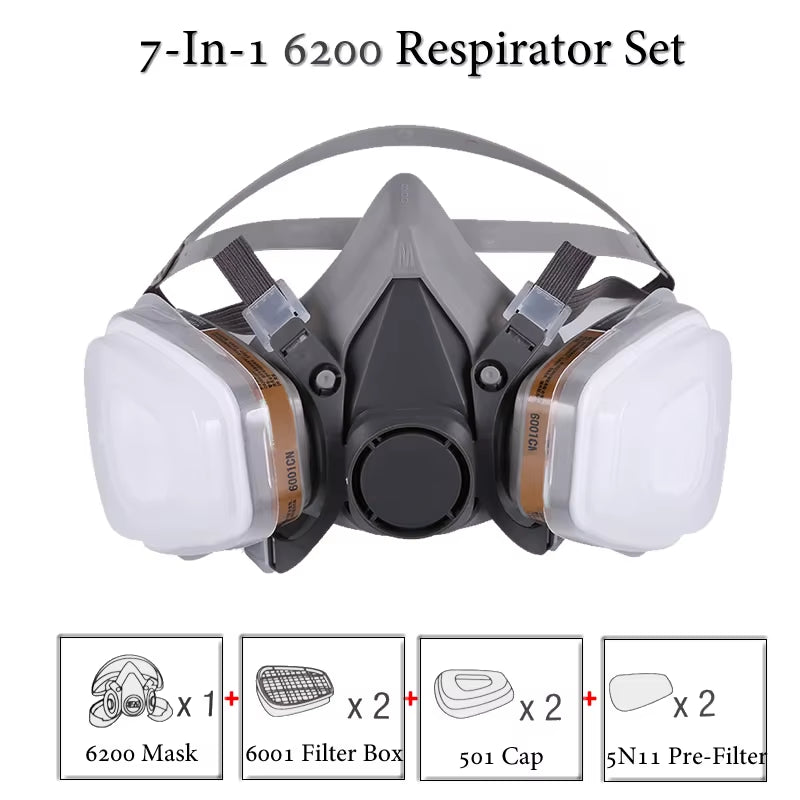 Industrial Half Face Respirator Mask 6100/6200/6300 for Dust and Gas Protection in Painting, Spraying, and Polishing - Unisex Safety Mask