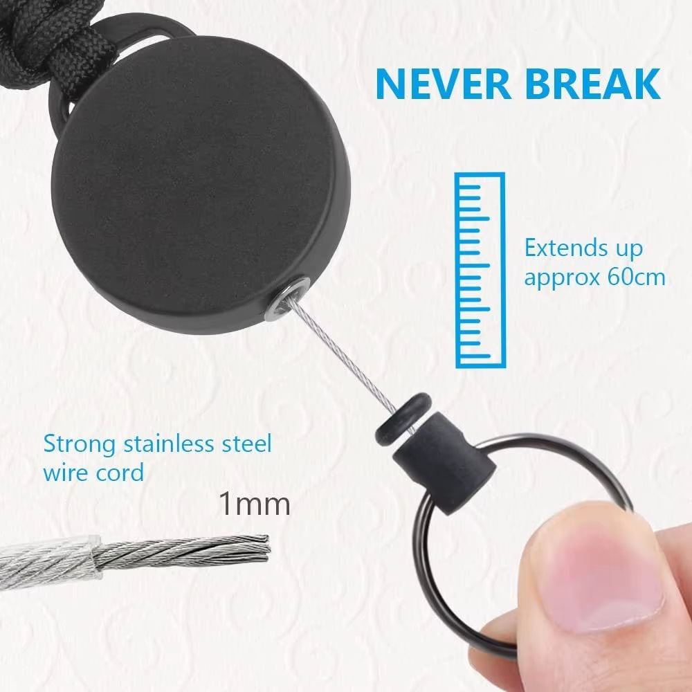 Professional Heavy-Duty Retractable Key Chain with Anti-Theft Carabiner and 23-Inch Extension for Badge Display
