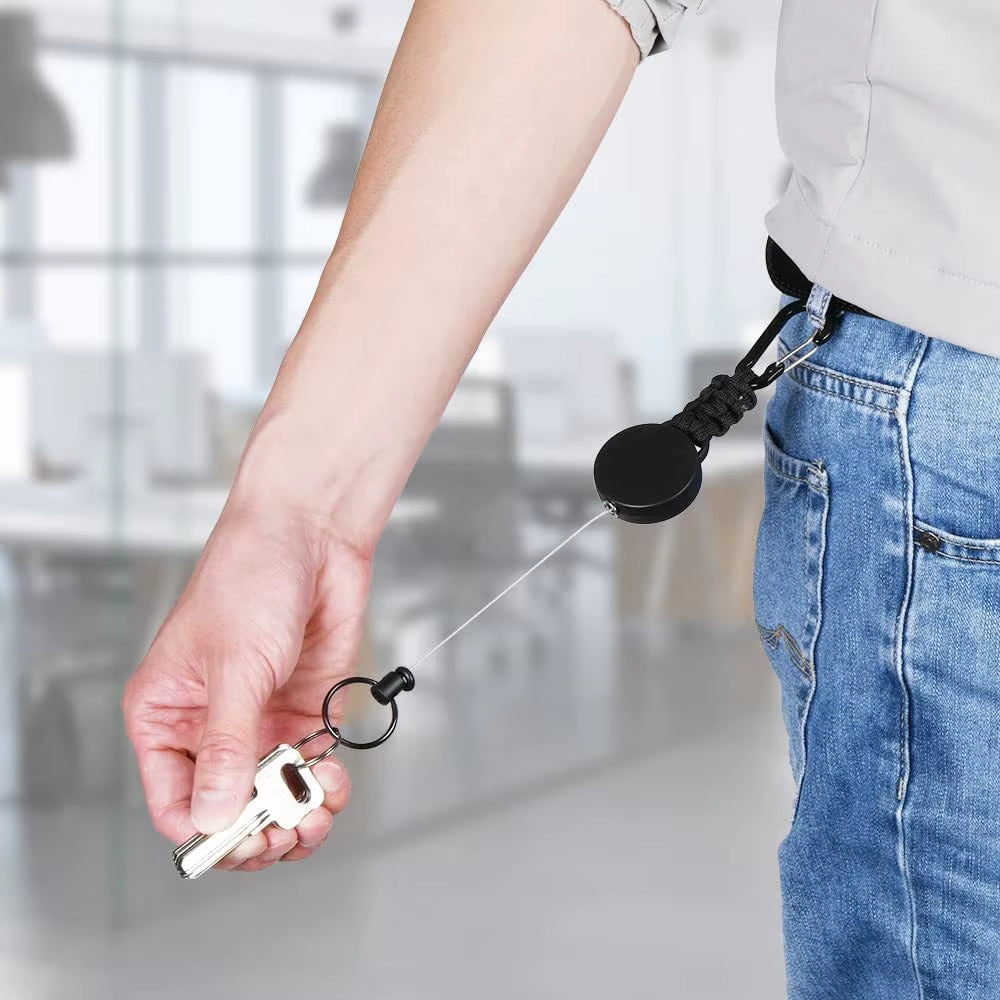 Professional Heavy-Duty Retractable Key Chain with Anti-Theft Carabiner and 23-Inch Extension for Badge Display