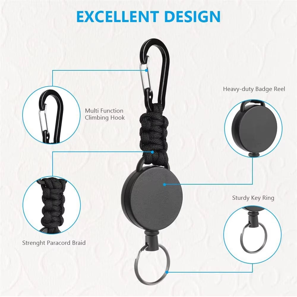 Professional Heavy-Duty Retractable Key Chain with Anti-Theft Carabiner and 23-Inch Extension for Badge Display