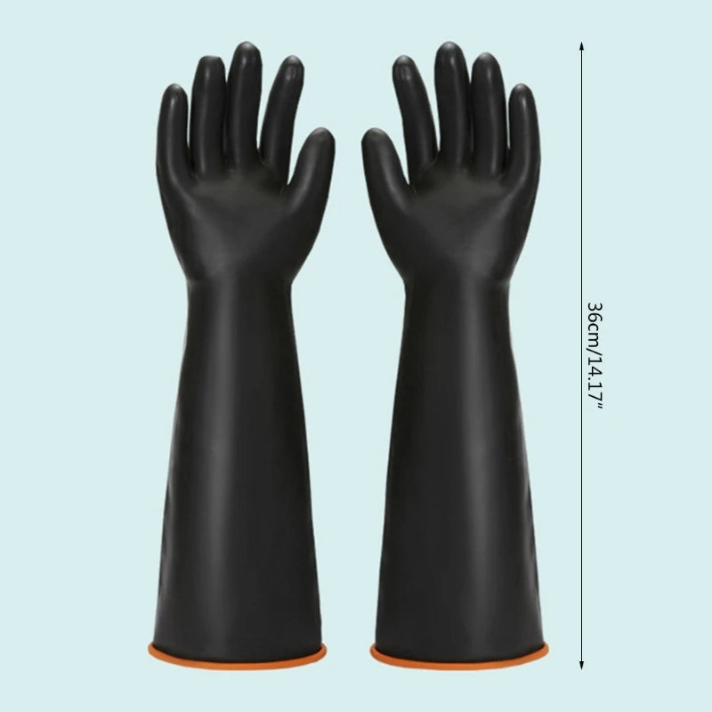 1pair Rubber Chemical Resistant Gloves Reusable Heavy-duty Safety Work Gloves Acid & Alkali Protections Non-Slip Gloves 1 Pair
