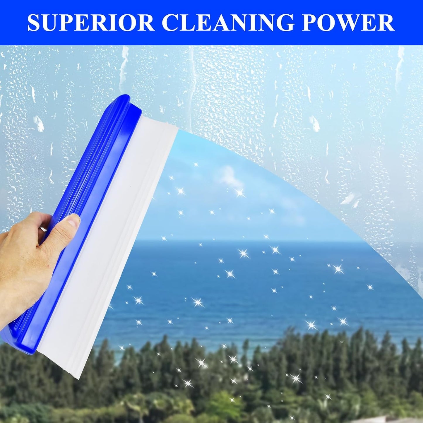 4 Pack 12” Silicone Car Drying Squeegee, 3-Layer T-Bar Water Blade Professional Automotive Water Wiper, Car Windshield Squeegee Flexible Water Blade Squeegee for Car Window Glass Bathroom