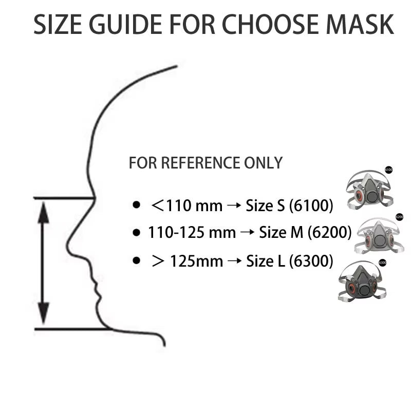 Industrial Half Face Respirator Mask 6100/6200/6300 for Dust and Gas Protection in Painting, Spraying, and Polishing - Unisex Safety Mask