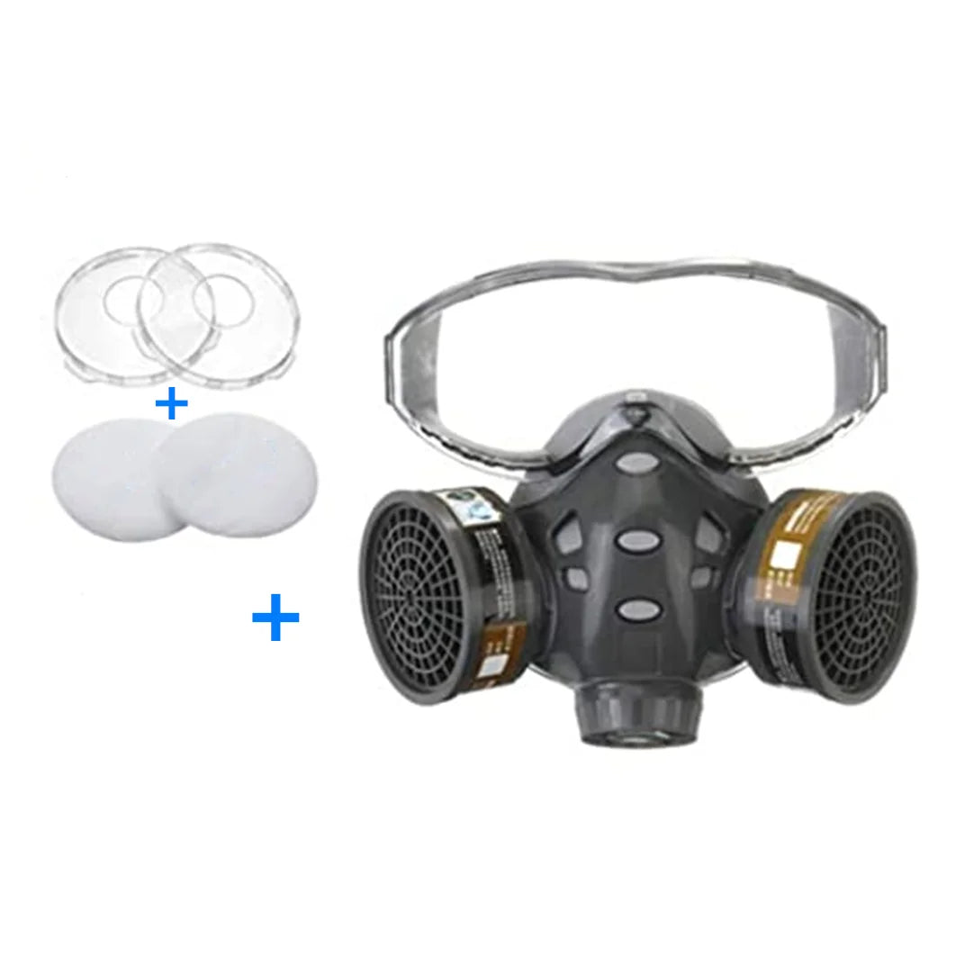 Gas Mask With Filters Full Face Protective Mask For Spray Painting Chemical Pesticide Industrial Respirator Anti-Fog Glass