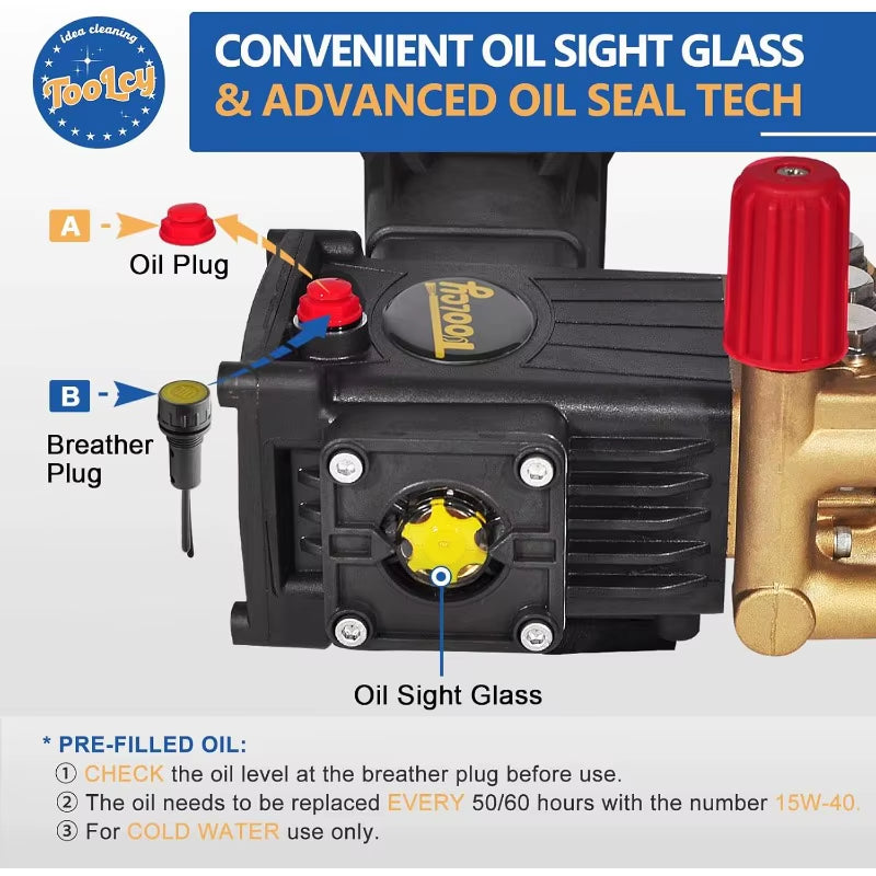 High-Performance Gas Pressure Washer Pump - 4000 PSI, 4.2 GPM, 1" Shaft, Direct Drive Triplex Plunger Replacement