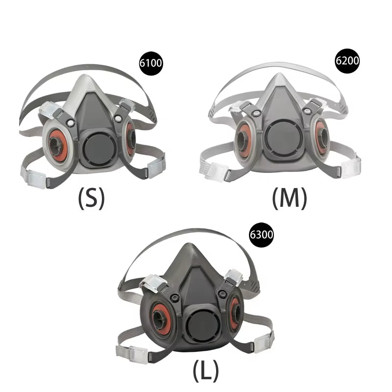 Industrial Half Face Respirator Mask 6100/6200/6300 for Dust and Gas Protection in Painting, Spraying, and Polishing - Unisex Safety Mask