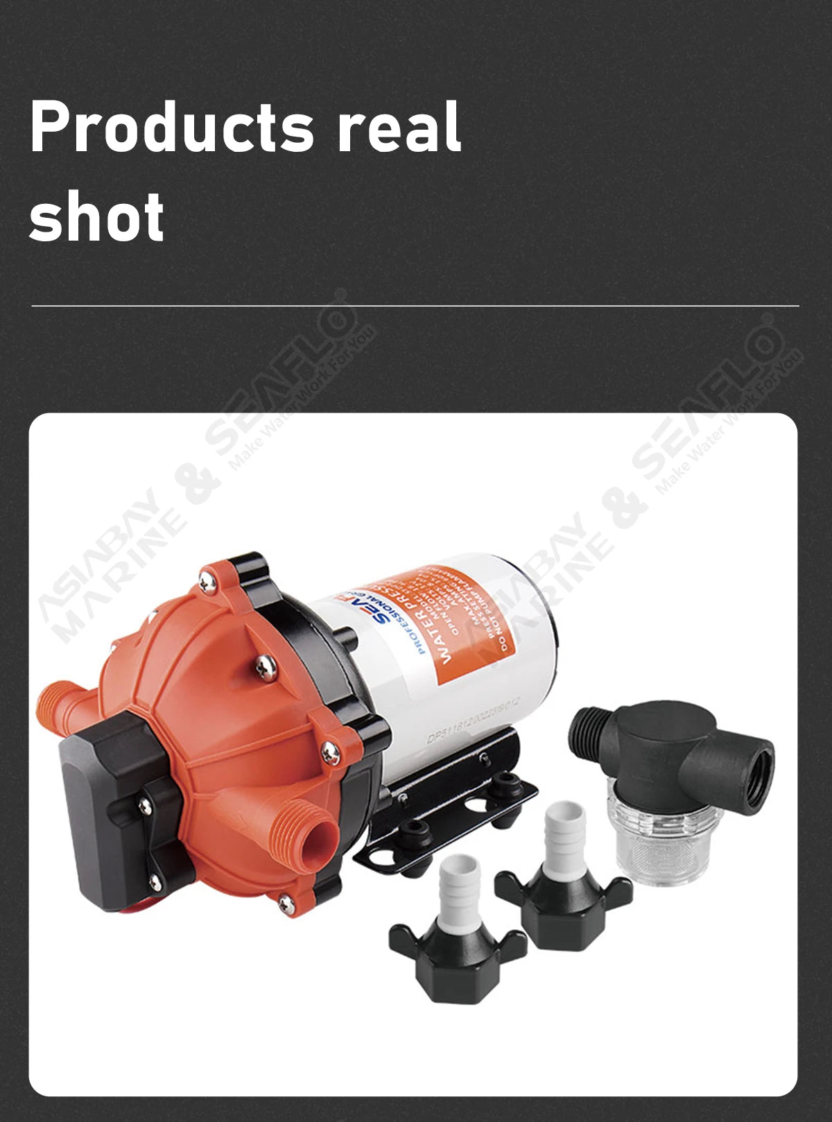 SEAFLO 55 Series Diaphragm Water Pump Our heavy-duty washdown kit 5.0GPM 60PSI 12V with 6.5m Coiled Hose On-Board