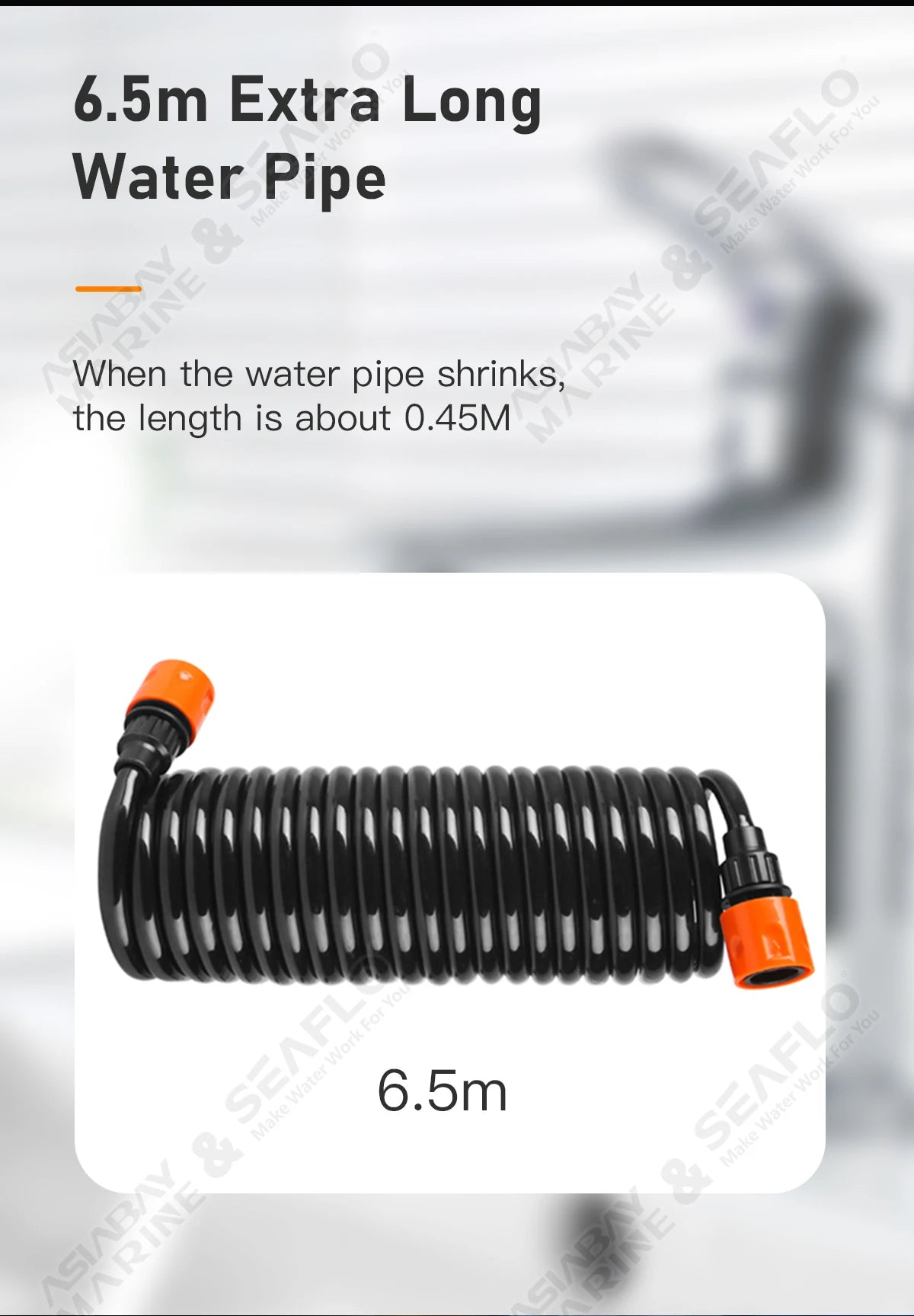 SEAFLO 55 Series Diaphragm Water Pump Our heavy-duty washdown kit 5.0GPM 60PSI 12V with 6.5m Coiled Hose On-Board