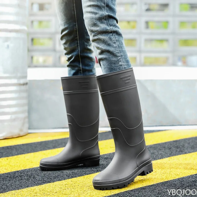 Men's fashionable waterproof shoes Long rubber boots construction sites Adult Rain Shoes anti slip Male rain boots Zapatos Homme
