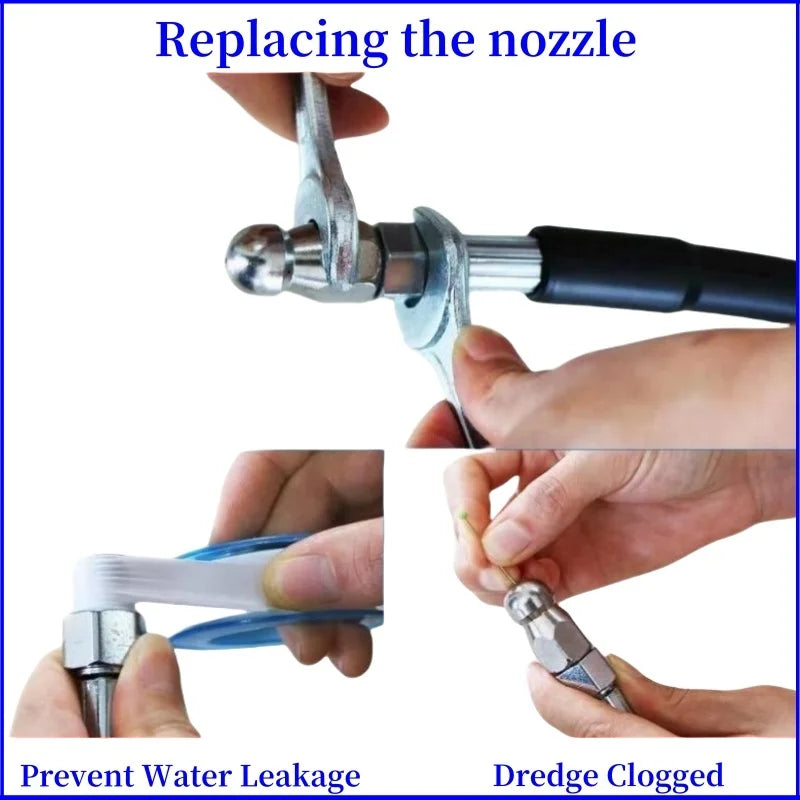 Sewer Drainage Cleaning Hose, High Pressure Hose, Sewer Drainage Dredging kit, High Pressure Cleaning Machine Nozzle,For Karcher