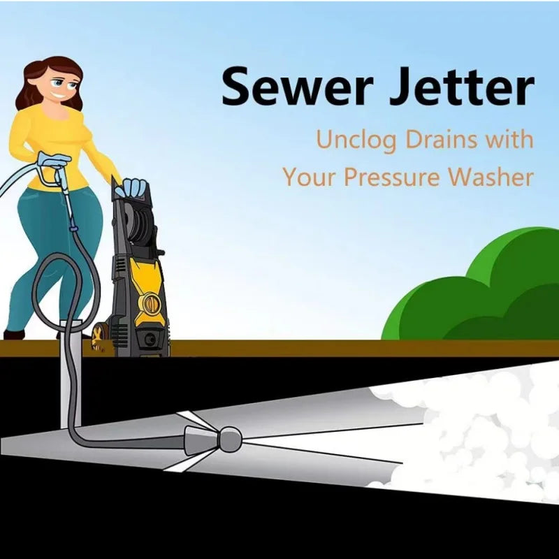 Sewer Drainage Cleaning Hose, High Pressure Hose, Sewer Drainage Dredging kit, High Pressure Cleaning Machine Nozzle,For Karcher