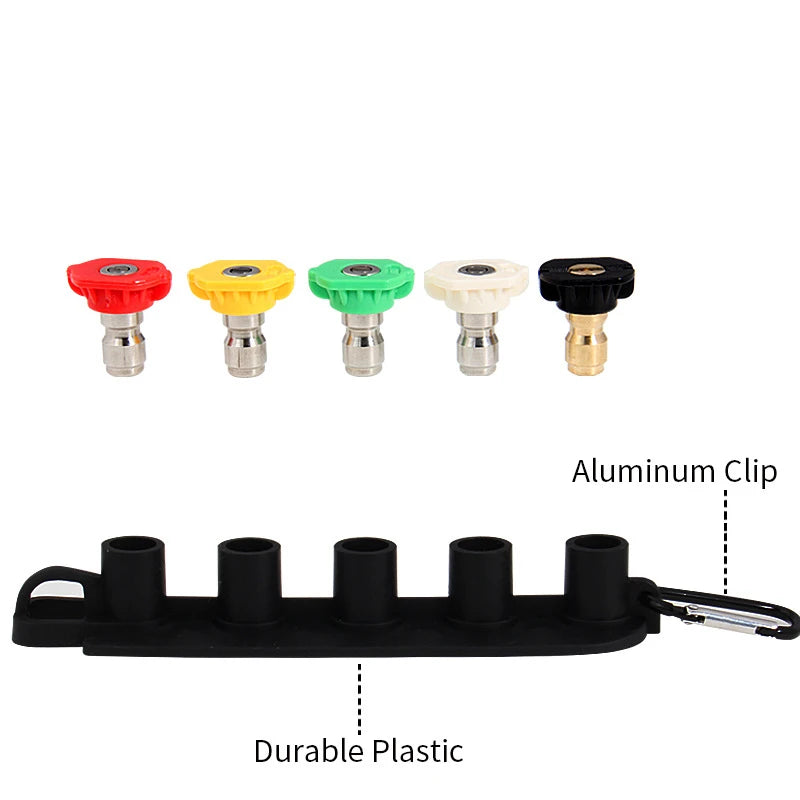 1/4" Quick Connect Nozzle Holder Sets 4000PSI Pressure Washer Gun Stand Spray Tips Holder Lightweight Washing Extension Lance