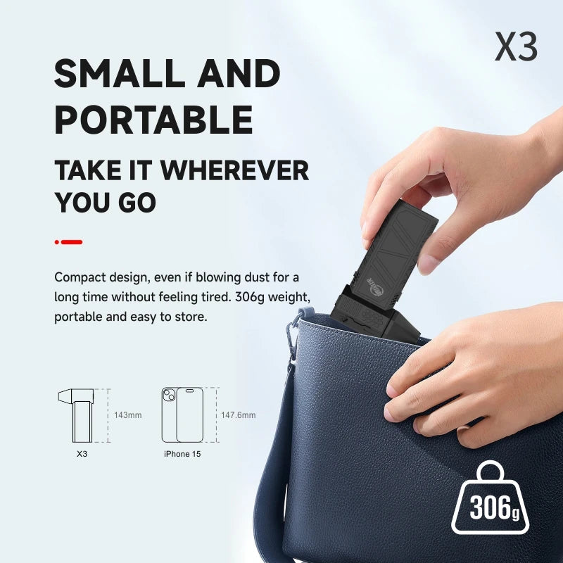 Mini Turbo Jet Fan Electric Air Duster with 3 Gear Adjustable 130000RPM Wind Speed 52m/s Car Computer Cleaning Blower Tool