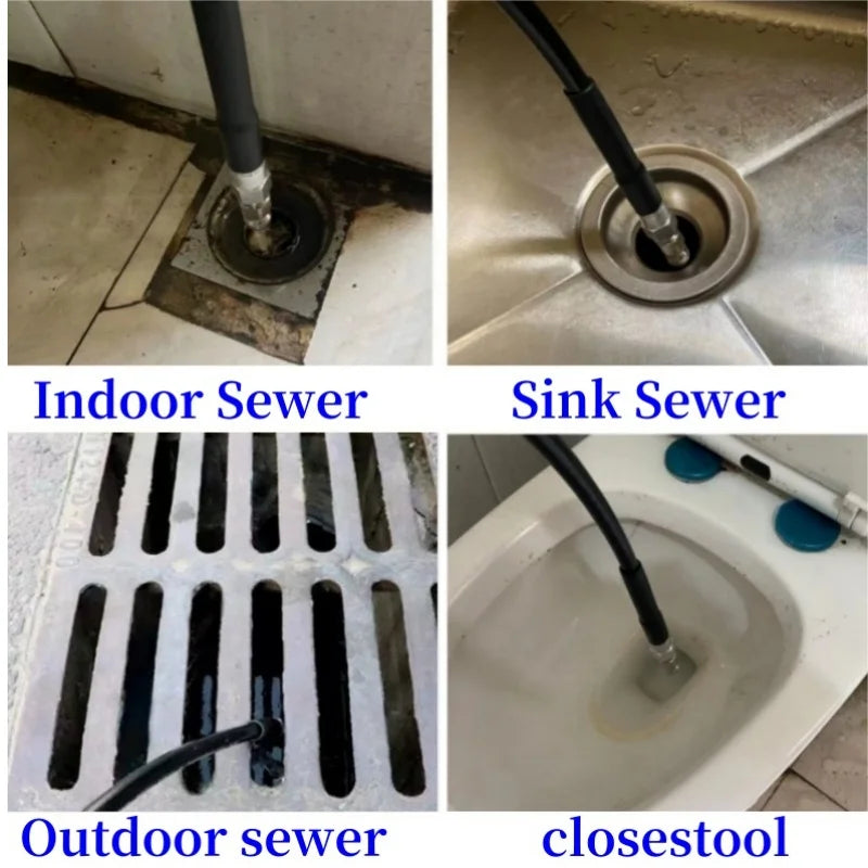Sewer Drainage Cleaning Hose, High Pressure Hose, Sewer Drainage Dredging kit, High Pressure Cleaning Machine Nozzle,For Karcher