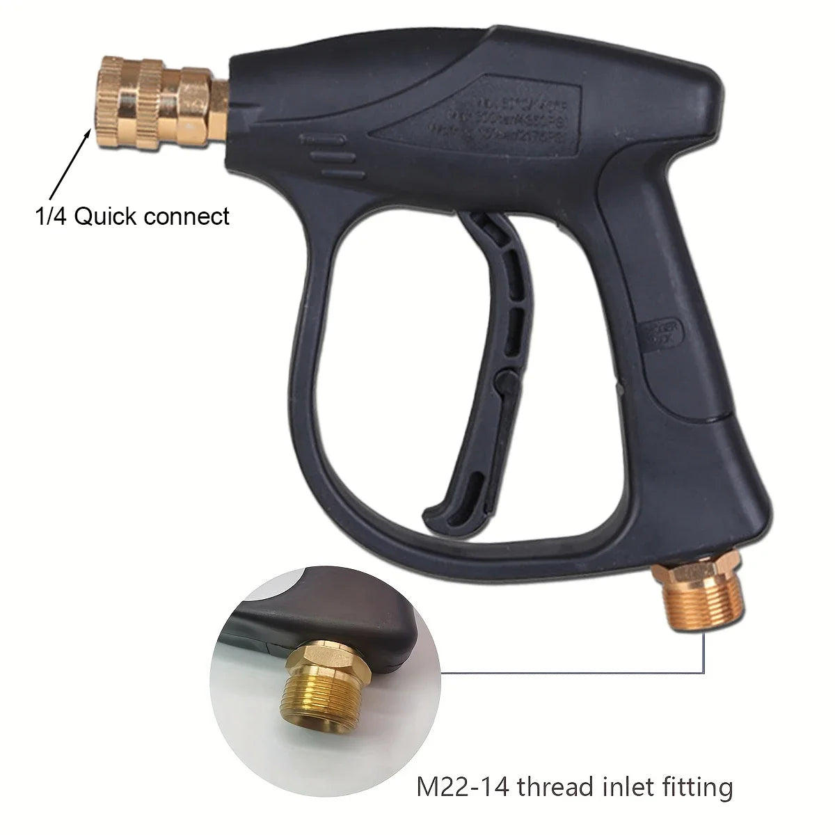 High pressure cleaning gun 4350PSl car wash short gun aluminum valve cleaning gun 1/4 quick connection with 5-color nozzle