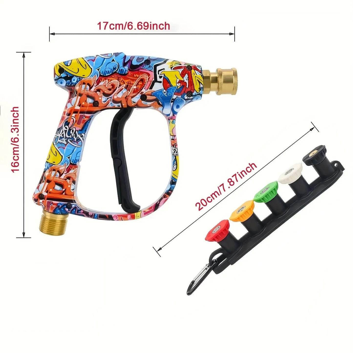 4350PSI High Pressure Water Gun with Graffiti Design, 1L Foam Cannon & 1/4" Quick Connect, Battery-Free for Karcher K Series