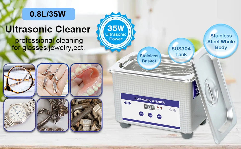 Ultrasonic Cleaner Ultrasound Glasses Cleaner 40KHZ High Frequency Ultrasonic Washing Bath for Glasses Jewelry Cleaning Machine