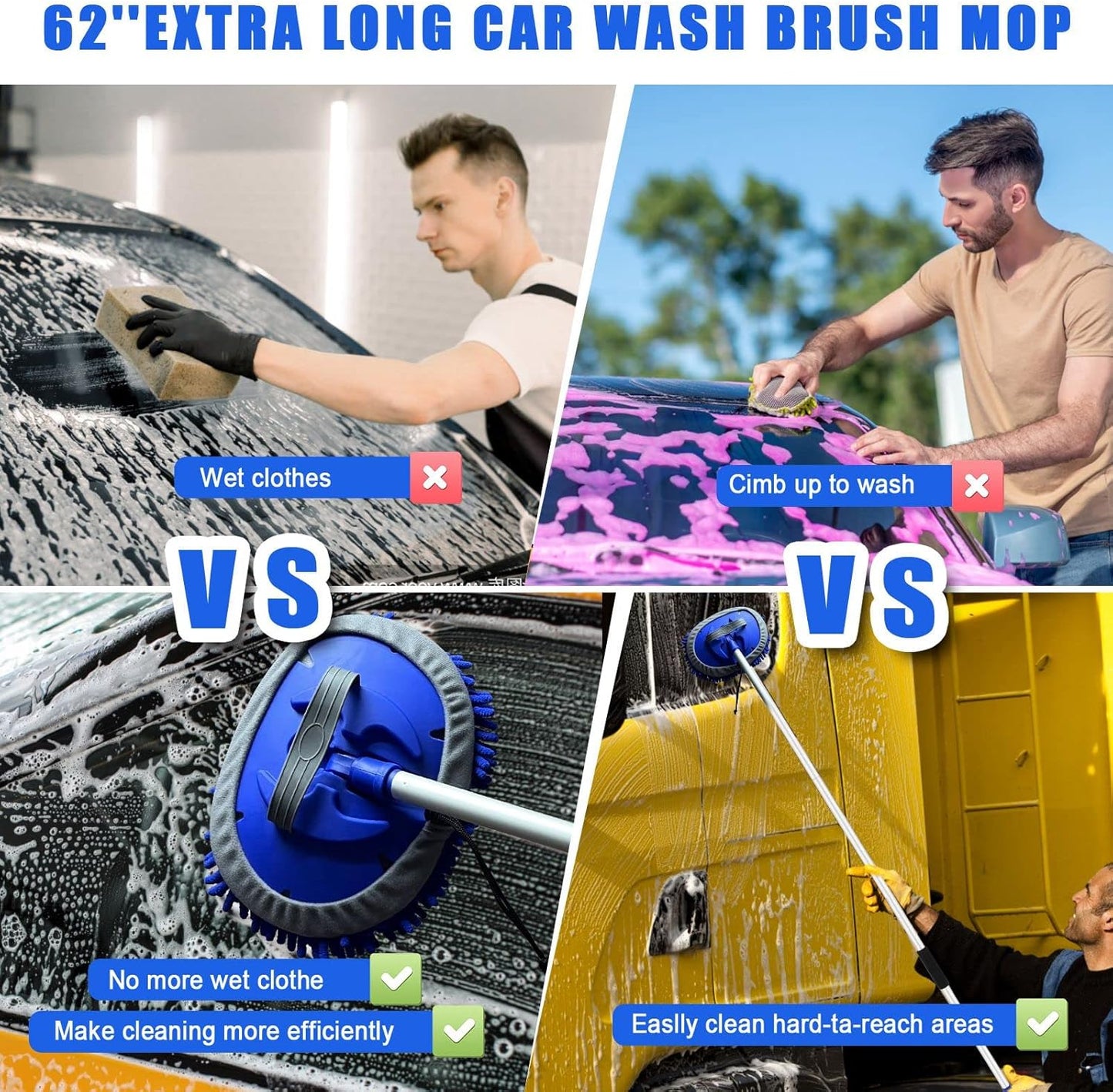 Comprehensive 21-Piece Car Wash Kit with Extended Handle Brush, Detailing Brushes, Filtered Wash Bucket, and Windshield Squeegee for Automotive and Marine Use