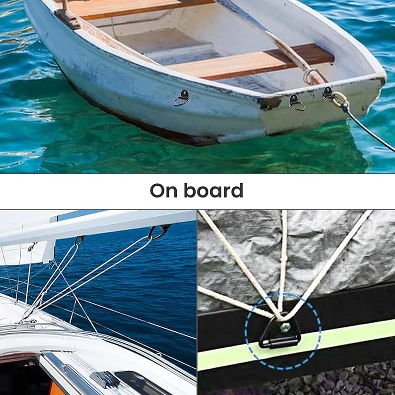 V-Shape D-Ring Metal Hook Cargo Tie-Down - Heavy-Duty Triangular Rope Fastening Anchor Clip