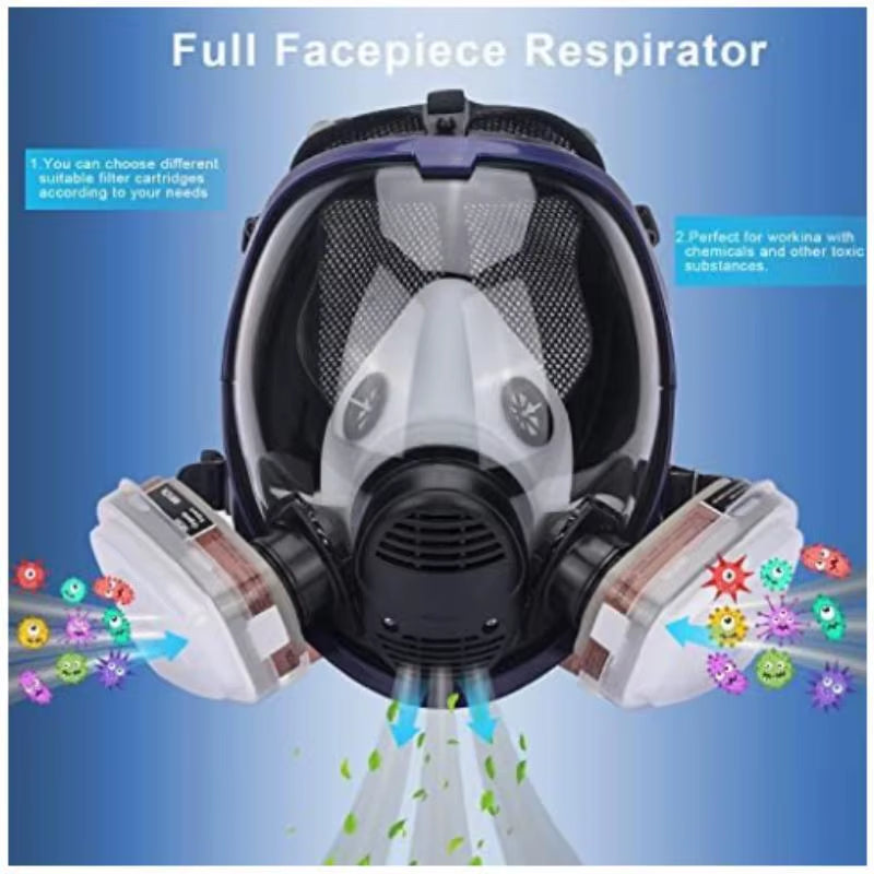 6800 Full Face Respirator Chemical Gas Mask with Anti-Fog Filter for Industrial Use, Acid Gas, Welding, Spray Painting, and Insecticide Protection