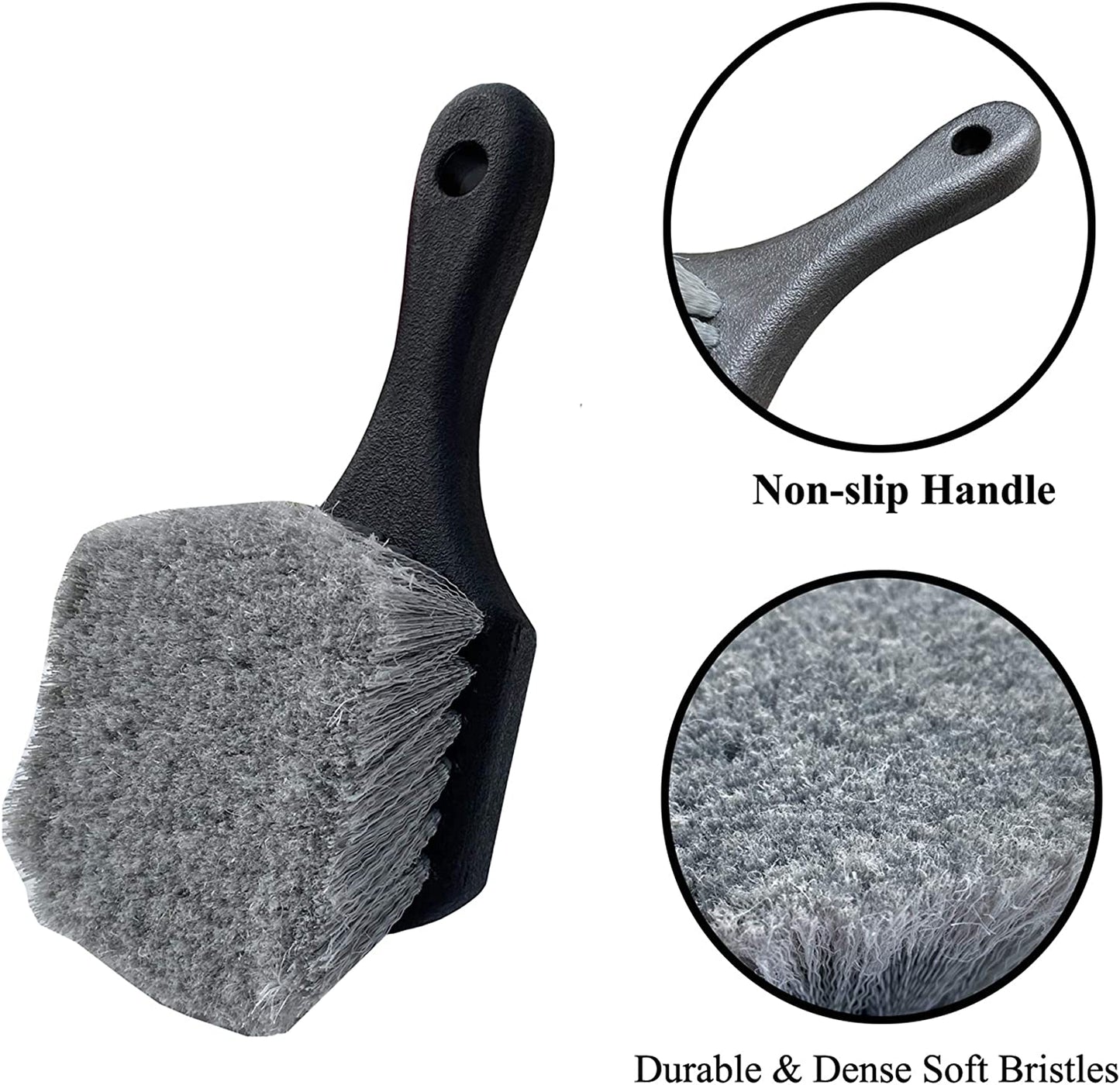 Professional Wheel and Tire Cleaning Brush with Soft Bristles and Short Handle for Efficient Dirt and Grime Removal