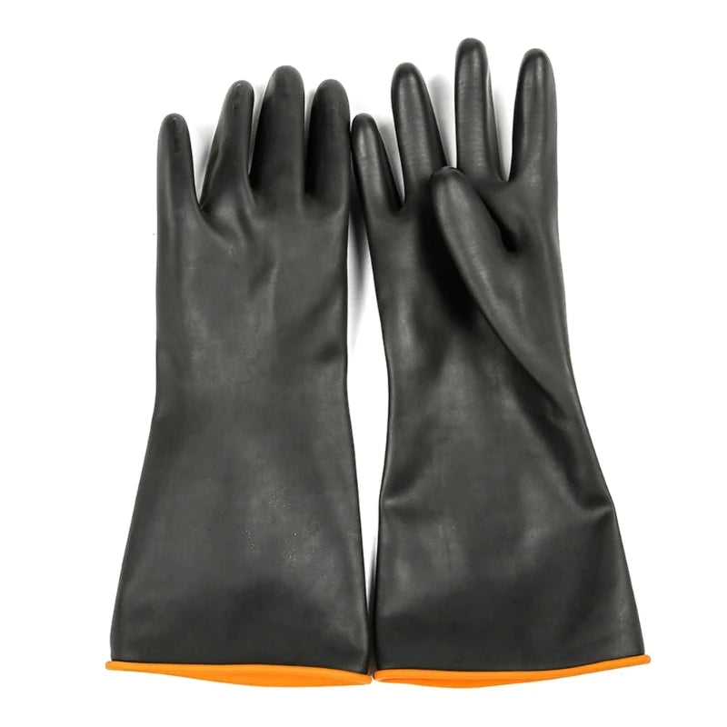 1pair Rubber Chemical Resistant Gloves Reusable Heavy-duty Safety Work Gloves Acid & Alkali Protections Non-Slip Gloves 1 Pair