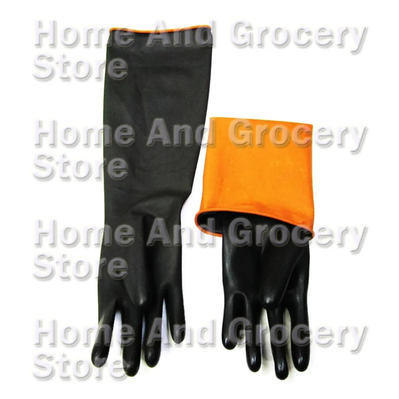 1pair Rubber Chemical Resistant Gloves Reusable Heavy-duty Safety Work Gloves Acid & Alkali Protections Non-Slip Gloves 1 Pair