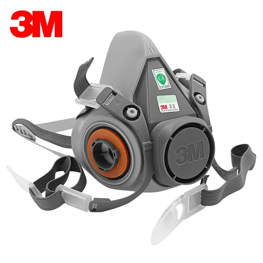 3M Genuine 6200 6100 Gas Mask Rubber Spray Paint Decoration Chemical Dust Mask Protect Respirator Size S M Reusable Half Mask