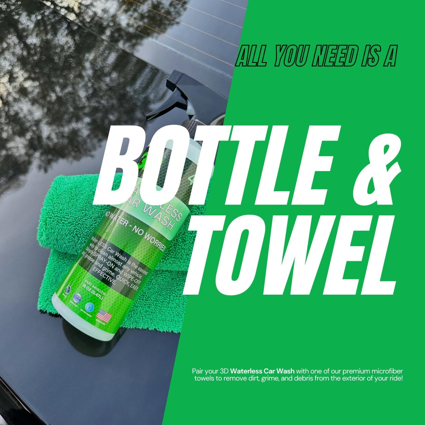Waterless Car Wash Detailing Spray - 16 oz - Ideal for Vehicles, RVs, Motorcycles, and Boats - No Water or Soap Needed