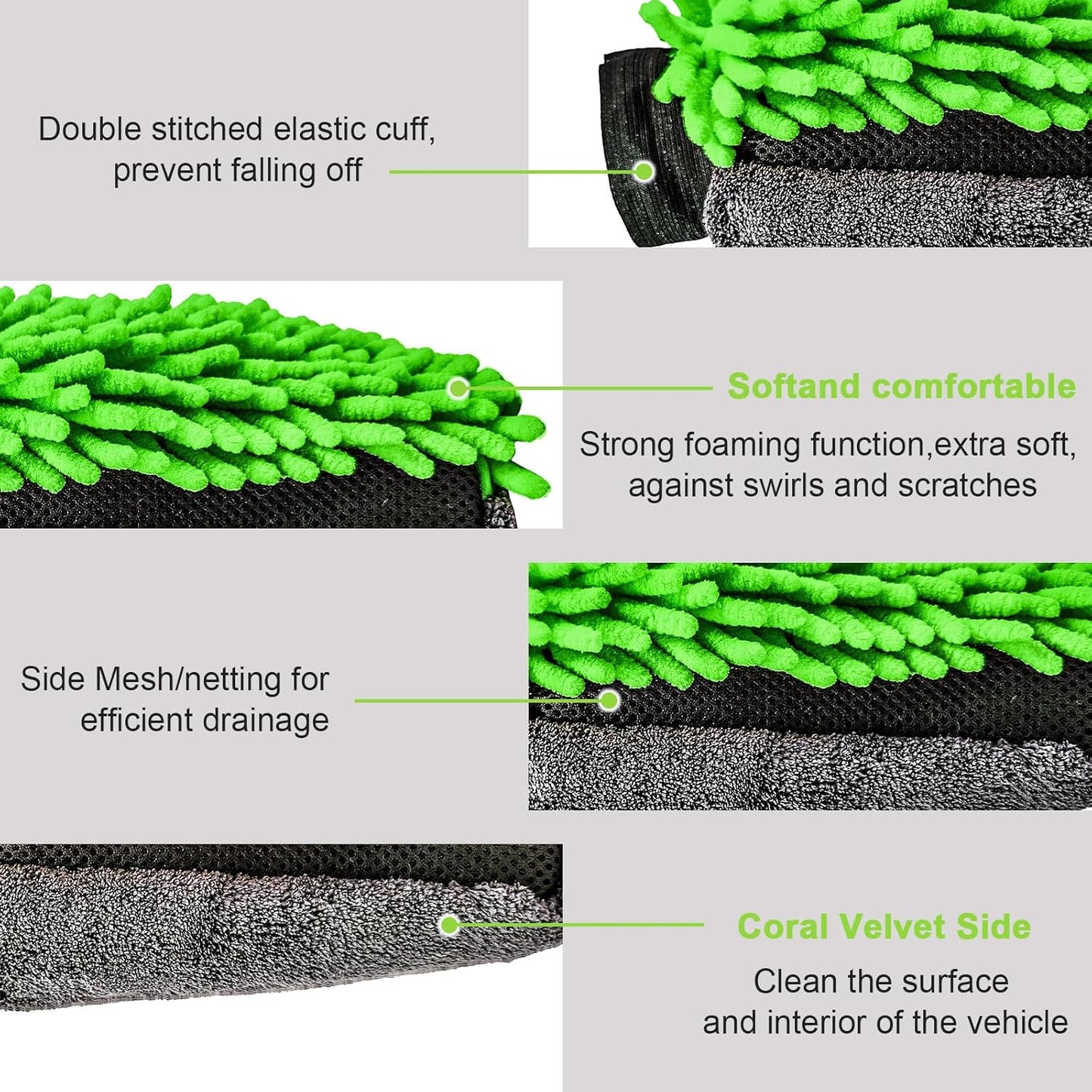 Collapsible 10L Car Wash Bucket with Microfiber Mitt - Portable Folding Basin for Automotive and Household Cleaning in Green