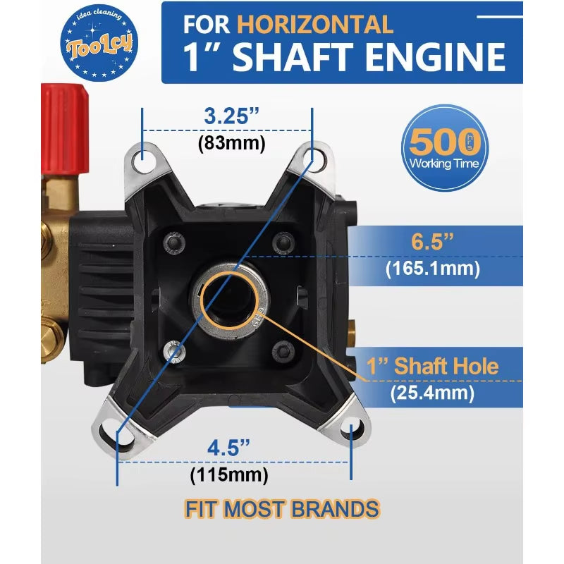 High-Performance Gas Pressure Washer Pump - 4000 PSI, 4.2 GPM, 1" Shaft, Direct Drive Triplex Plunger Replacement