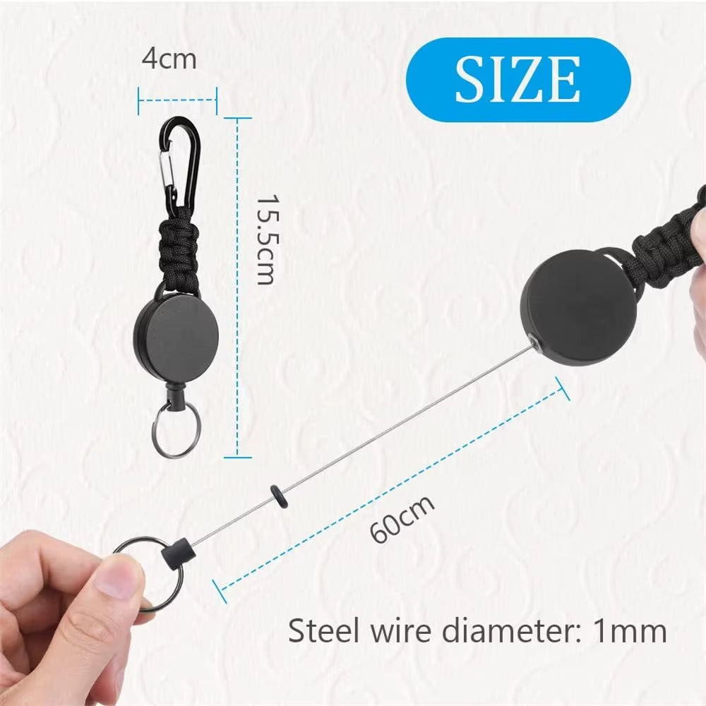 Professional Heavy-Duty Retractable Key Chain with Anti-Theft Carabiner and 23-Inch Extension for Badge Display
