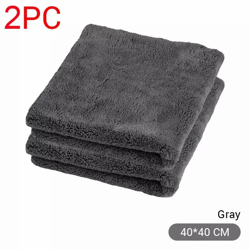 2pcs High-end Microfiber Towels Thickened Auto Detailing Water Drying Cloth Cleaning Tools Car Care Wash Accessories 40X40cm