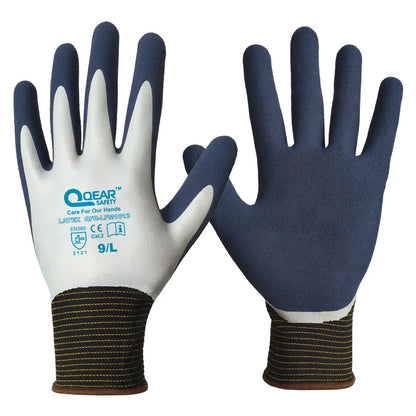 QearSafety Garden Work Gloves Fully latex Coated,Fully Dirty/Mud/Water Proof, Palm Sandy Latex For Anti-slip, Thorn Resistance