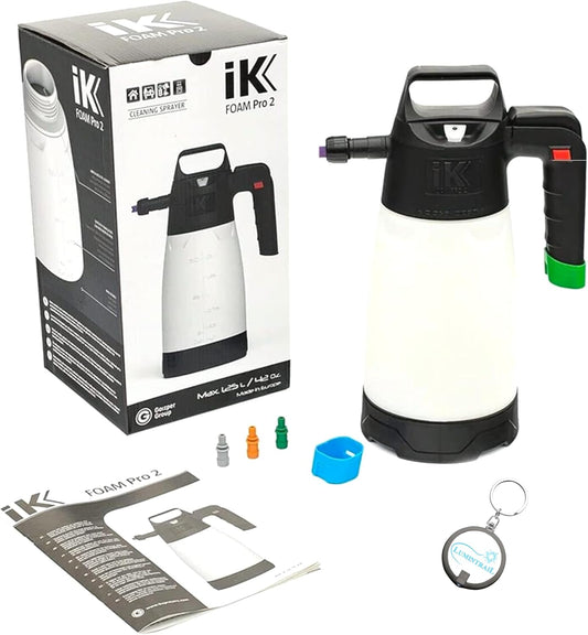 Ik Foam PRO 2 Pump Sprayer, Professional Spray Bottle for Automotive Cleaning, Detailing, and Industrial Cleaning, Bundle with a Keychain Light