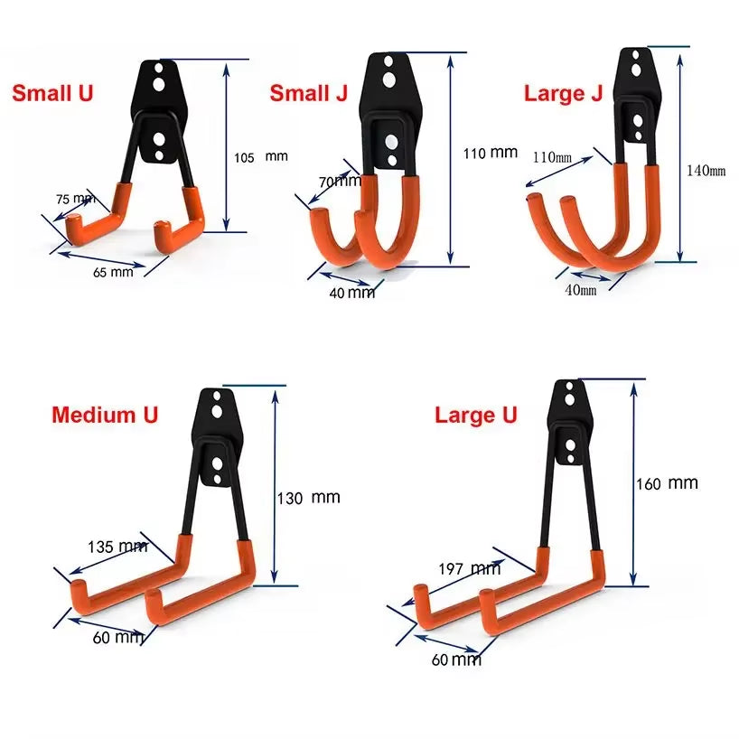 Premium Heavy-Duty Metal Bicycle Storage Hook - Robust Wall-Mounted Tool Organizer for Small to Medium Square Hooks