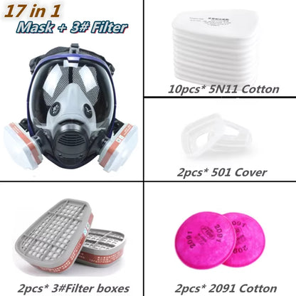 6800 Full Face Respirator Chemical Gas Mask with Anti-Fog Filter for Industrial Use, Acid Gas, Welding, Spray Painting, and Insecticide Protection
