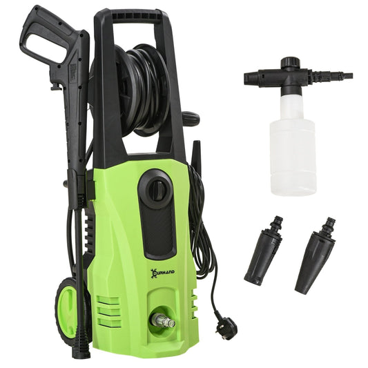 1800W High Pressure Washer, 150 Bar Pressure, 510 L/h Flow, High-Performance Portable Power Washer Jet Wash Cleaner for Garden, Car, Green