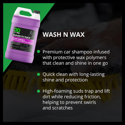 Wash N Wax Car Wash Soap - Ph Balanced, Easy Rinse, Scratch Free Soap with Wax Protection - 1 Gallon