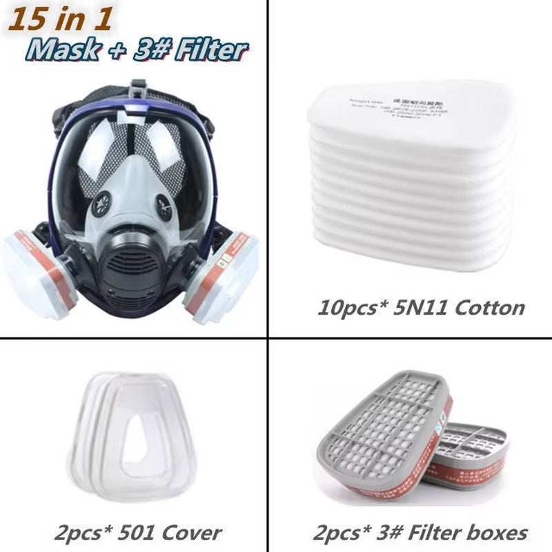 6800 Full Face Respirator Chemical Gas Mask with Anti-Fog Filter for Industrial Use, Acid Gas, Welding, Spray Painting, and Insecticide Protection