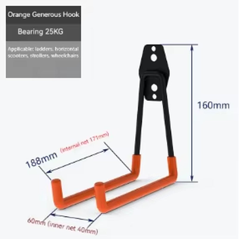 Premium Heavy-Duty Metal Bicycle Storage Hook - Robust Wall-Mounted Tool Organizer for Small to Medium Square Hooks